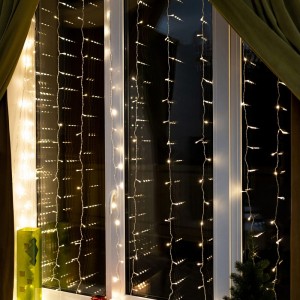 Гирлянда Neon-Night дождь (занавес) 2.5x2 м, прозрачный ПВХ, 300 LED тепло-белые, IP20 235-056
