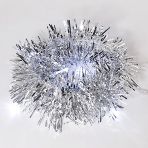 Светодиодная гирлянда NEON-NIGHT Мишура серебряная, 10LED, 1,5м белый свет свечения 2хАА 304-011