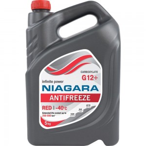 Охлаждающая жидкость NIAGARA Антифриз G12+, карбоксилатный, красный, 5 кг 1001001011