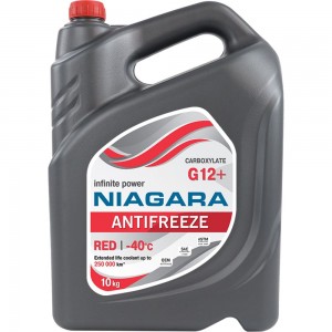 Охлаждающая жидкость NIAGARA Антифриз G12+, карбоксилатный, красный, 10 кг 1001001012