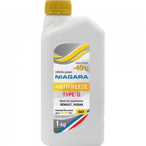 Охлаждающая жидкость NIAGARA Антифриз Type-D 40, желтый, 1 кг 13001004058