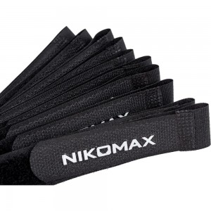 Стяжка-липучка NIKOMAX с жесткой пряжкой, 290x20 мм, черная, 10 шт. NMC-CTV290-20-HB-BK-10