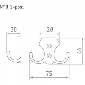 Крючок-вешалка НОРА-М №10 2-х рож. хром 14315