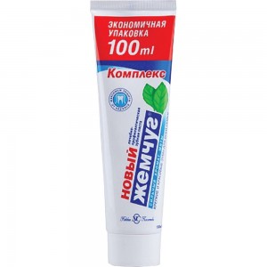Зубная паста НОВЫЙ ЖЕМЧУГ комплексная защита от кариеса с сильным ароматом мяты, 100 мл 17123