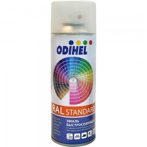Алкидная аэрозольная эмаль ODIHEL RAL9010 чистый белый, 520 мл RAL9010A