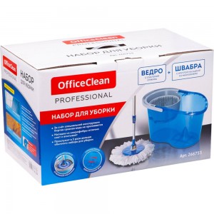 Набор для уборки OfficeClean Professional ведро 5 л, швабра с отжимом и круглой насадкой 2 шт 266753