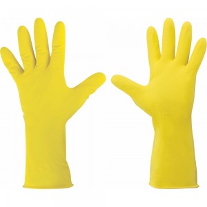 Хозяйственные многоразовые латексные перчатки ОФИСМАГ хлопчатобумажное напыление, размер М 604198