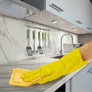 Хозяйственные многоразовые латексные перчатки ОФИСМАГ хлопчатобумажное напыление, размер М 604198