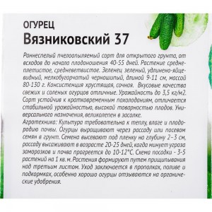 Семена ОКТЯБРИНА ГАНИЧКИНА Огурец Вязниковский 37 0.5 г 120186