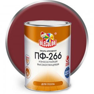 Эмаль для пола OLECOLOR ПФ-266 красно-коричневый, 10 кг 4300005192