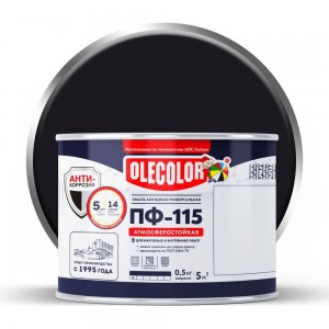 Эмаль OLECOLOR ПФ-115 черный матовый, 0.5 кг 4300007296