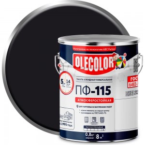 Эмаль OLECOLOR ПФ-115 черный матовый, 5 кг 4300007300