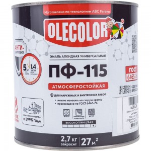 Эмаль OLECOLOR ПФ-115 белый, 2.7 кг 4300000160