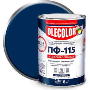 Эмаль OLECOLOR ПФ-115 синий, 0.8 кг 4300000235