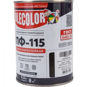 Эмаль OLECOLOR ПФ-115 черный, 0.8 кг 4300000244