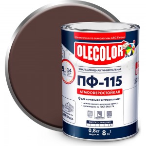 Эмаль OLECOLOR ПФ-115 шоколадный, 0.8 кг 4300001045