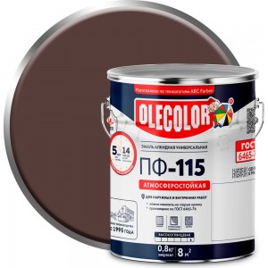 Эмаль OLECOLOR ПФ-115 шоколадный, 5 кг 4300002459