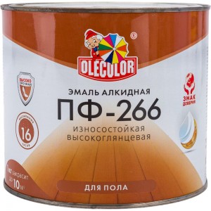 Эмаль для пола OLECOLOR ПФ-266 красно-коричневый, 1.9 кг 4300000273