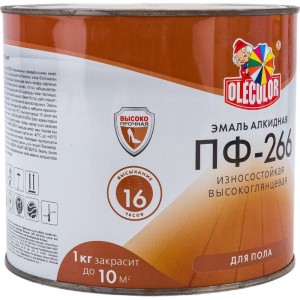 Эмаль для пола OLECOLOR ПФ-266 красно-коричневый, 1.9 кг 4300000273