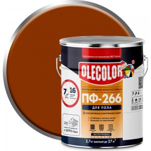 Эмаль для пола OLECOLOR ПФ-266 желто-коричневый, 5 кг 4300002475