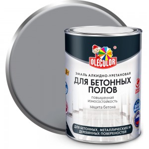Алкидно-уретановая эмаль для бетонных полов OLECOLOR (серый; 0.8 кг) 4300002254