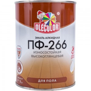 Эмаль для пола Olecolor ПФ-266 светлый орех, 0.9 кг 4300011453