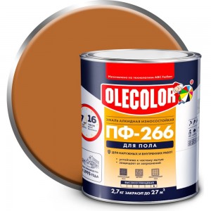 Эмаль для пола Olecolor ПФ-266 светлый орех, 1.9 кг 4300011454