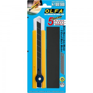 Нож с выдвижным лезвием OLFA в комплекте с лезвиями 5 шт, 25мм OL-H-1BB/5BB