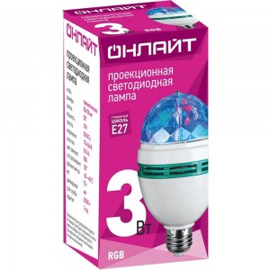 Лампа ОНЛАЙТ OLL-DISCO-3-230-RGB-E27 61120