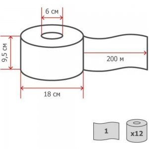 Туалетная бумага для диспенсера ООО Комус Бумага 1 слой, серый, 200 м, 12 рулонов в упаковке 200N1 1023405