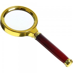 Классическая лупа ООО Комус увеличение х5, диаметр 50 мм, золото с коричневой ручкой 1095898