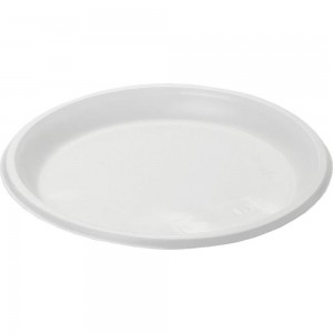 Одноразовая пластиковая тарелка ООО Комус Мистерия 205 мм, белая, 100 шт 491585