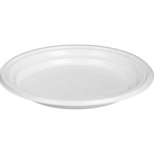 Одноразовая пластиковая тарелка ООО Комус Стандарт 165 мм, белая, 100 шт 1468947