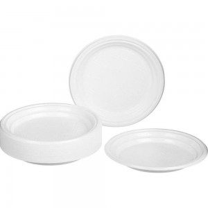 Одноразовая пластиковая тарелка ООО Комус Стандарт 165 мм, белая, 100 шт 1468947