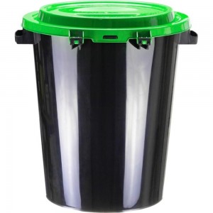 Бак для отходов ООО Комус М 2392 40 л, пластик, черный с зеленой крышкой 1507482