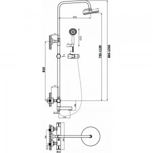 Душевая система Orange c термостатом в комплекте T02S3-911cr