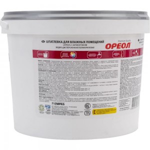 Шпатлевка для влажных помещений Ореол (с антисептиком; водно-дисперсионная; полиакриловая; 4 кг) 66924