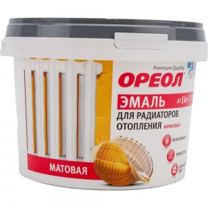 Эмаль для радиаторов отопления Ореол (термостойкая; акриловая; матовая; белая; 0.8 кг) 76020