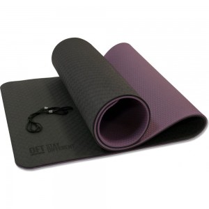Коврик для йоги Original FitTools 10 мм, двухслойный TPE, черно-фиолетовый FT-YGM10-TPE-BPP