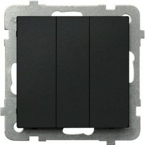 Выключатель Ospel Sonata, 3-клавишный, без рамки, черный металлик LP-13R/m/33