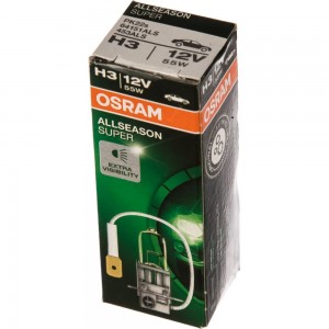 Автолампа OSRAM H3 55 PK22s+30% ALLSEASON SUPER 3000K 12V,10,100 HIT 64151ALS