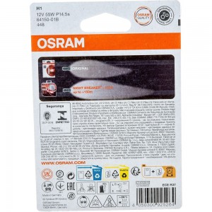 Автолампа OSRAM H1 55 P14.5s 12V, 1, 10 64150-01B