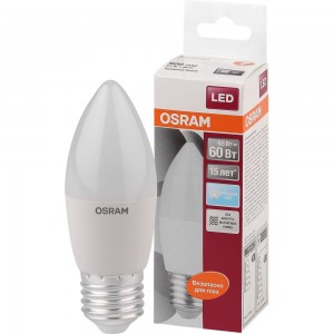 Светодиодная лампа OSRAM LED STAR B, свеча, 6.5Вт, E27, 550 Лм, 4000 К, нейтральный белый свет 4058075134201