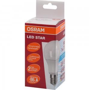 Светодиодная лампа OSRAM LED STAR A Стандарт 7Вт E27 600 Лм 4000 К Нейтральный белый свет 4058075096417