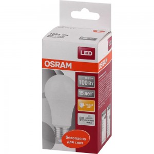 Светодиодная лампа OSRAM LED STAR A Стандарт 10Вт E27 1055 Лм 2700 К Теплый белый свет 4052899971578