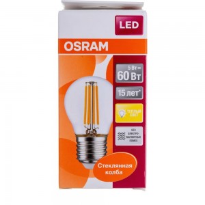 Светодиодная лампа OSRAM LED STAR P Шар 5Вт E27 600 Лм 2700 К Теплый белый свет 4058075212510