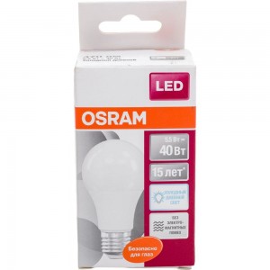 Светодиодная лампа OSRAM LED STAR A Стандарт 5.5Вт E27 470 Лм 6500 К Холодный белый свет 4052899971523