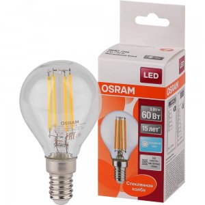 Светодиодная лампа OSRAM LED STAR, P, шар, 5Вт, E14, 600 Лм, 4000 К, нейтральный белый свет 4058075212480