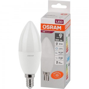 Светодиодная лампа OSRAM LED Value, B, E14, 800Лм, 10Вт, замена 75Вт, 6500К, холодный белый свет 4058075579262