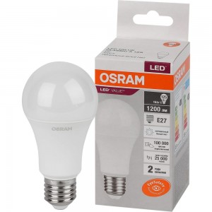 Светодиодная лампа OSRAM LED Value, A, E27, 1200Лм, 15Вт, замена 125Вт, 4000К, нейтральный белый свет 4058075579156